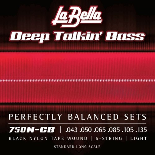 LaBella 760N-CB Black Nylon Frettless and Acoustic 6 strings Bass 043-135T